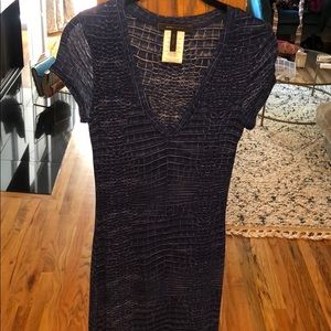 Blue snakeskin maxi dress with side slit